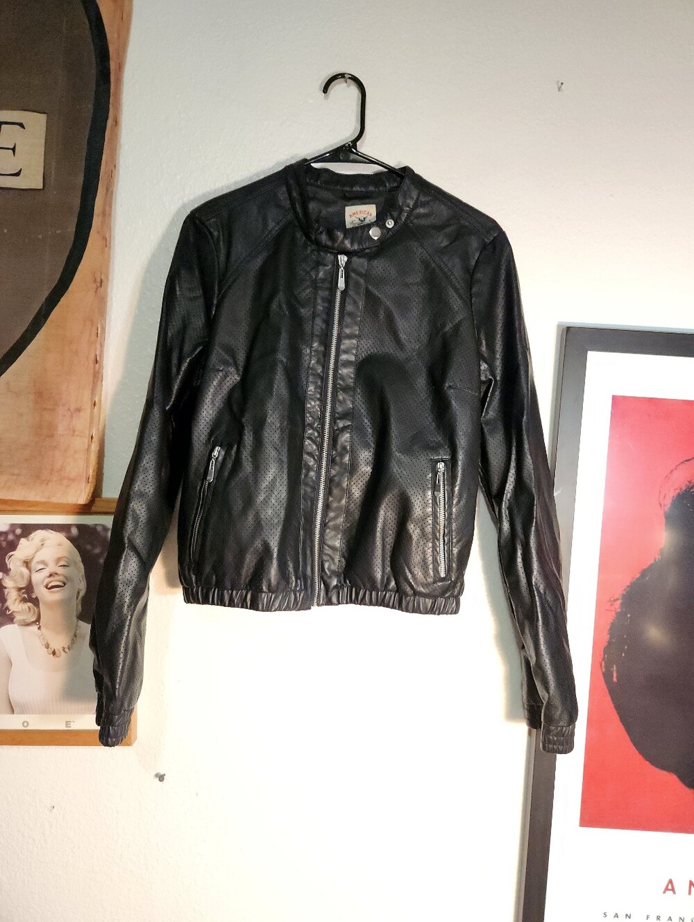 Women’s Black Faux Leather Biker Jacket - Unbranded